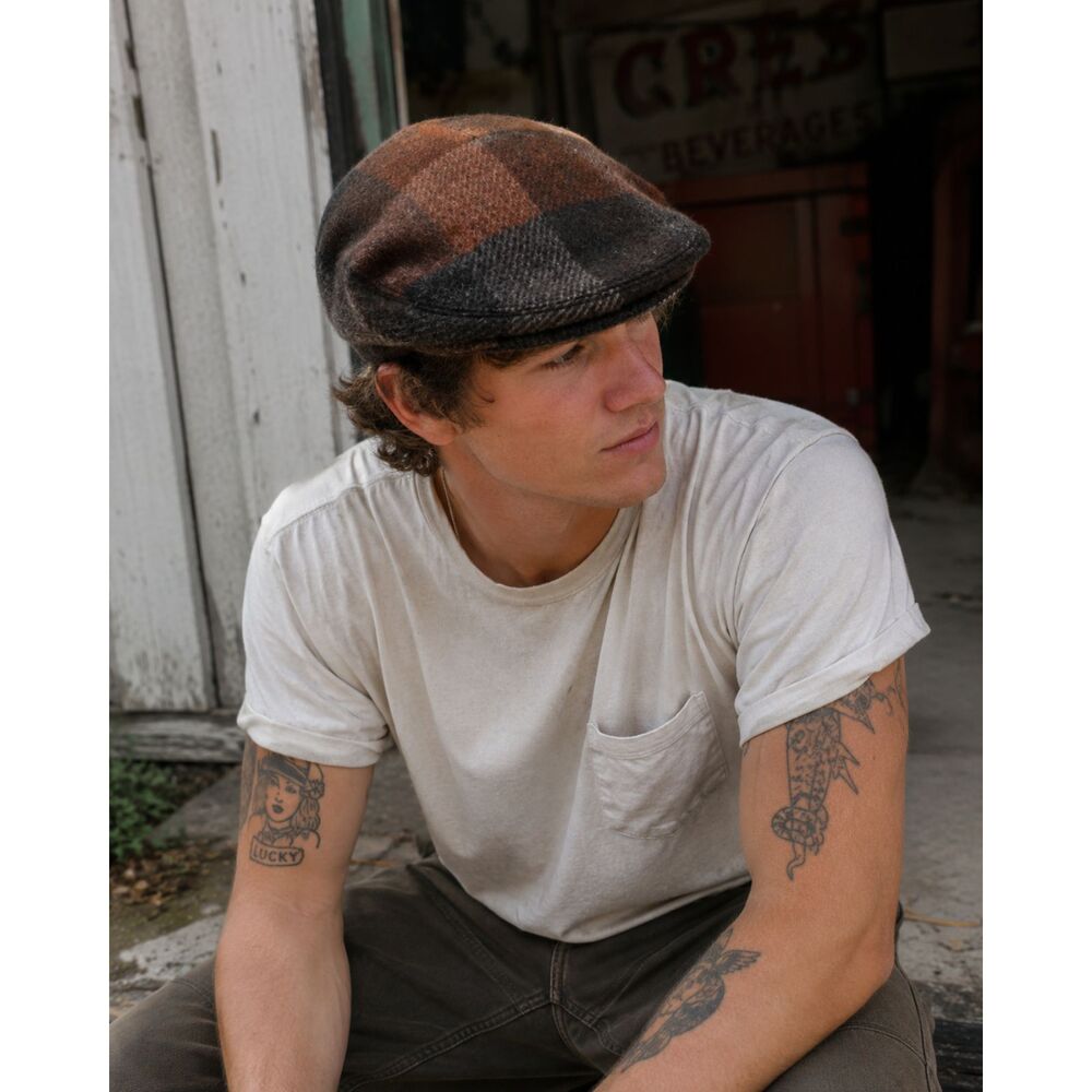 Vintage Misurina Loden Patchwork Wool Flat Cap Alpine Newsboy Driving Hat Italy